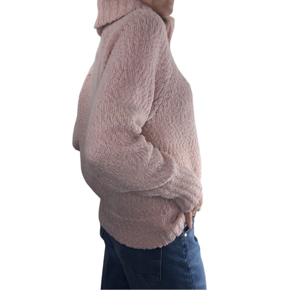 J Crew Alpaca Blend Chunky Turtleneck Sweater Sz M Pink Turtleneck Cozy Casual - Picture 2 of 9